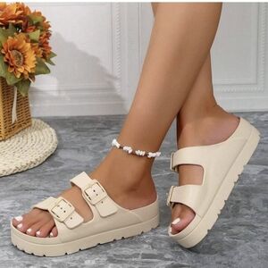 Nude platform foam 2 strap Sandals size 11